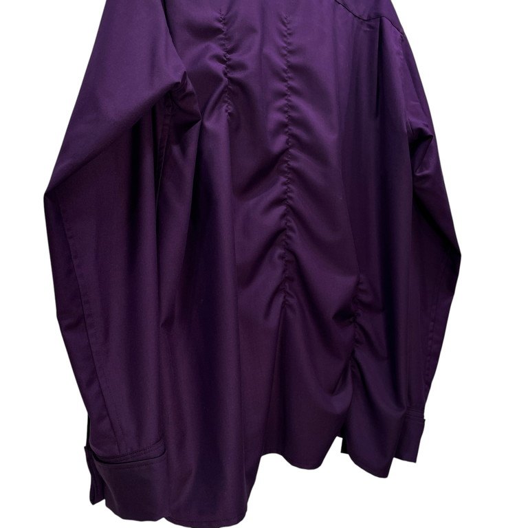 S'YTE Yohji Yamamoto 23AW PE/RY CLEAR TWILL SHIRRING DESIGN SHIRT ポリエステルレーヨンギャバジンシャーリングシャツ ギャザー ブラウス トップス サイト ヨウジヤマモト メンズ レディース ユニセックス