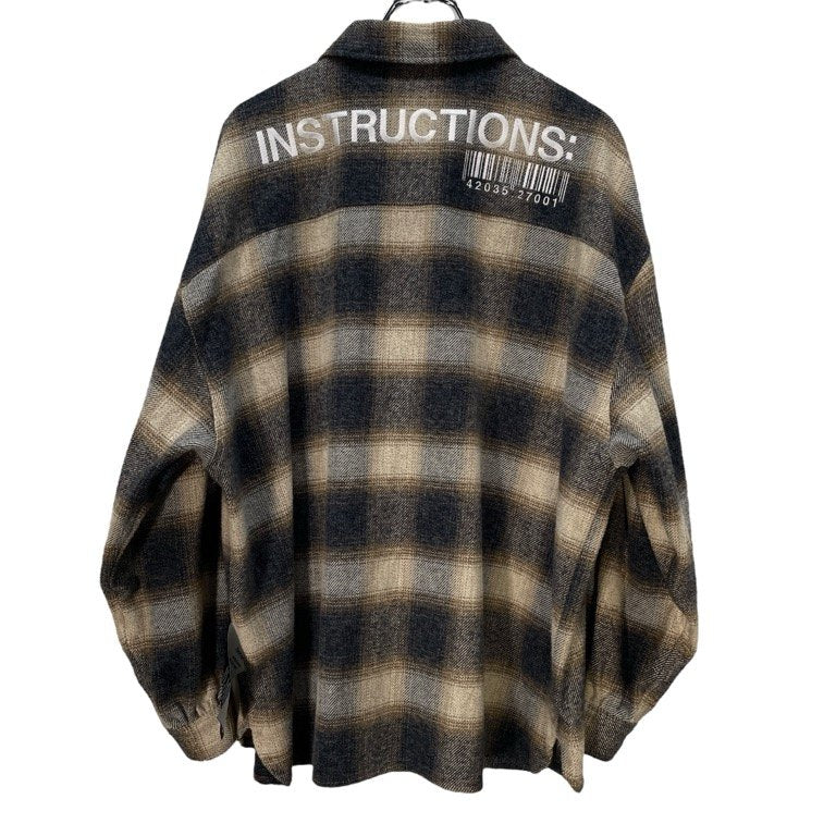 SHAREEF STUDIOUS別注 INSTRUCTIONS刺繍オーバーサイズチェックフランネルシャツ ダブルポケット ブラウス トップス シャリーフ メンズ
