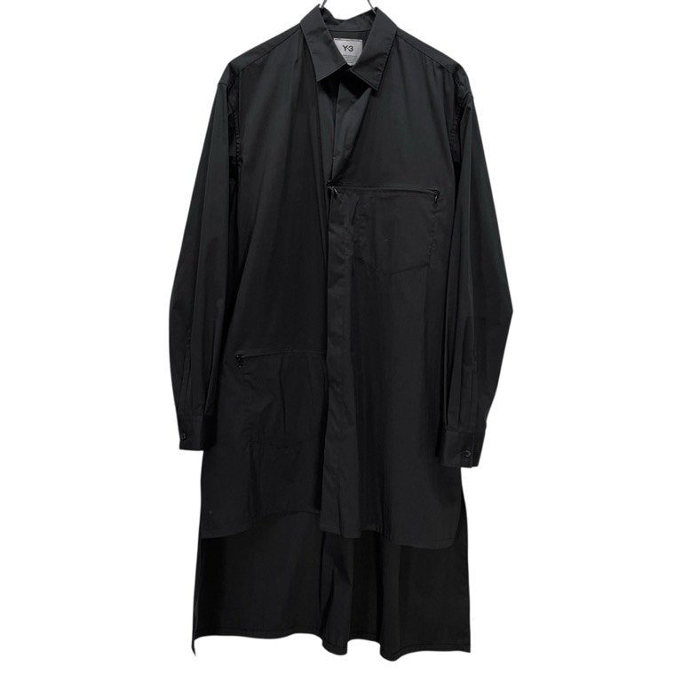 Y-3 20SS CLASSIC SHIRT ジップデザインストレッチブロードロングシャツ ブラウス トップス ロゴ 定価30,800円 Yohji Yamamoto adidas ヨウジヤマモト アディダス ワイスリー メンズ レディース ユニセックス