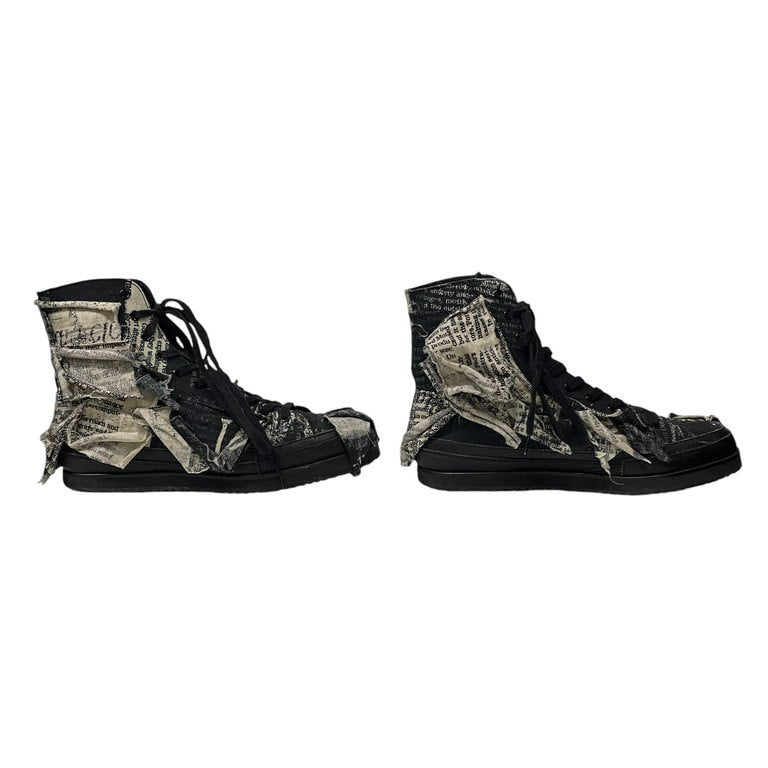 Yohji Yamamoto Pour Homme 22SS LINEN NEWSPAPER PRINT HIGH CUT SNEAKER リネンニュースペーパーパッチワークハイカットスニーカー シューズ 靴 クツ 新聞紙 LOOK9 ヨウジヤマモトプールオム メンズ