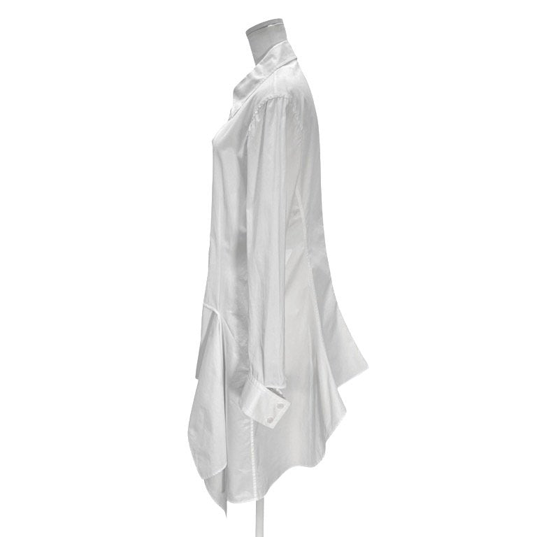 Yohji Yamamoto +NOIR 18SS コットンブロードフラシドレープロングシャツ ブラウス トップス Femme ヨウジヤマモト プリュスノアール ファム レディース