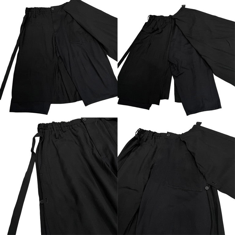 Ground Y 18SS Wrap Pants Type 2 レーヨンコットン切替レイヤードベルテッドラップパンツ 定価47,520円