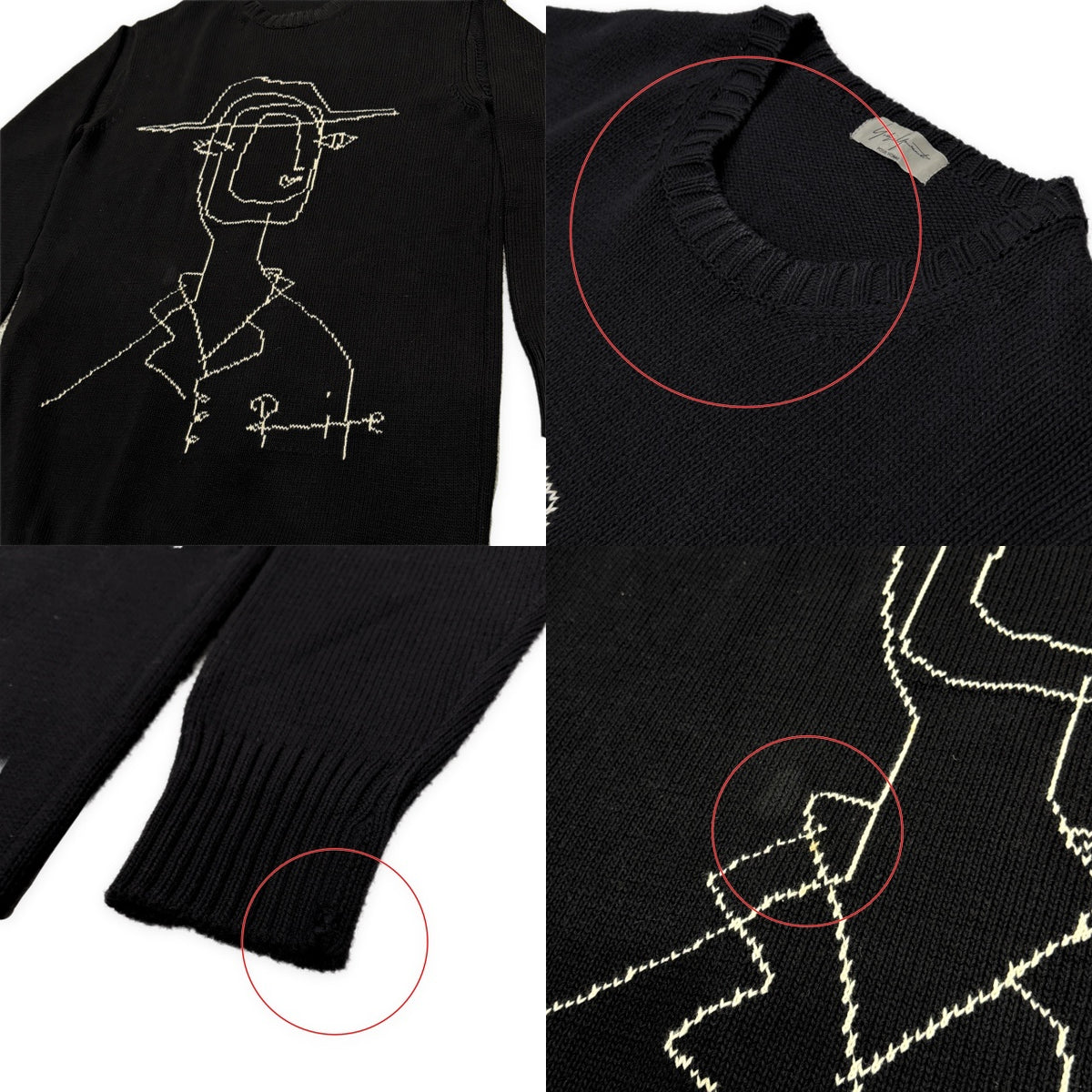 Yohji Yamamoto Pour Homme 16AW 宮沢りえドローイングアート刺繍サイドボタンスリットロングニットセーター トップス Archive HR-K13-092 ヨウジヤマモトプールオム メンズ