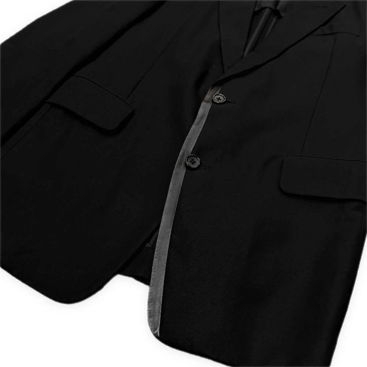 Y's for men コットンギャバジンラムレザーテープ装飾2Bテーラードジャケット ブレザー ブルゾン コート アウター Archive Yohji Yamamoto Pour Homme ワイズフォーメン ヨウジヤマモトプールオム メンズ