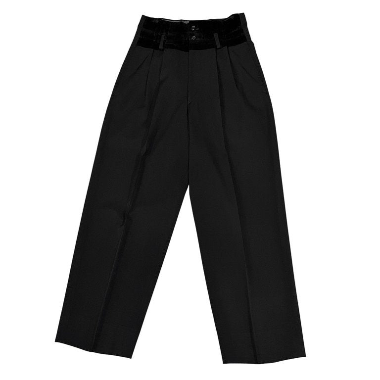 COMME des GARCONS 88AW ウールギャバジンベロア切替ハイウエストパンツ スラックス Archive Red is Black レッドイズブラック エスニックレッド 80s 初期 ボトムス CdG コムデギャルソン レディース