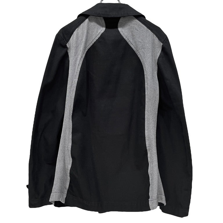 COMME des GARCONS HOMME PLUS EVER GREEN 03AW Curve 復刻 コットン切り替えダブルブレストジャケット コート ブルゾン アウター 09SS カーブ期 Archive コムデギャルソンオムプリュス メンズ