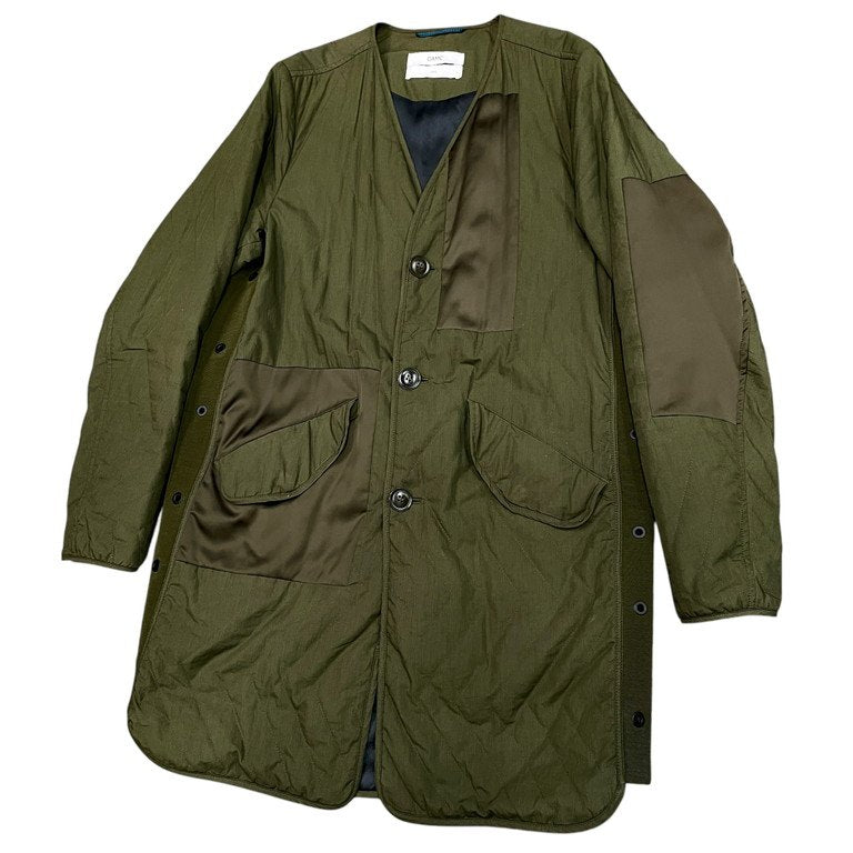 OAMC Quilted Insert Coat キルティングパッチワーク中綿ノーカラーロングコート ジャケット ブルゾン アウター 定価127,380円 Original Artifacts Made Current オーエーエムシー メンズ