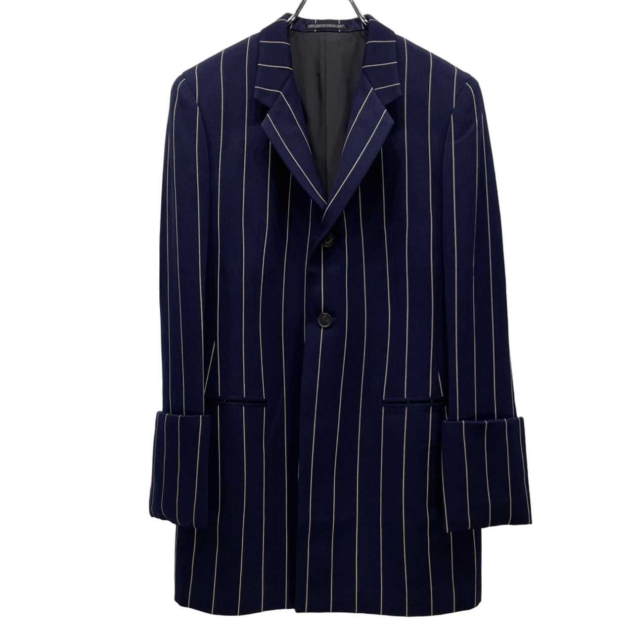 Yohji Yamamoto Femme 93AW コートカフスストライプセットアップスーツ Archive 90s 脱色期 テーラードジャケット パンツ ブルゾン アウター ボトムス ヨウジヤマモトファム レディース