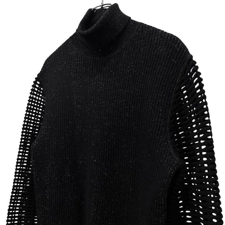 Jean Paul GAULTIER MAILLE メッシュスリーブ銀糸混紡タートルネックニットセーター Archive 90s ハイネック トップス JPG ジャンポールゴルチエ ゴルチェ メンズ