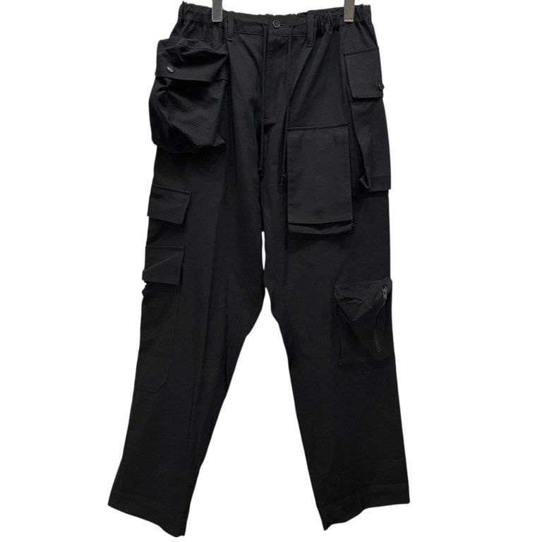 B Yohji Yamamoto 19SS コットンキャンバスマルチ立体ポケットイージーカーゴパンツ ウエストゴムシャーリング ボトムス ビー ヨウジヤマモト メンズ レディース ユニセックス