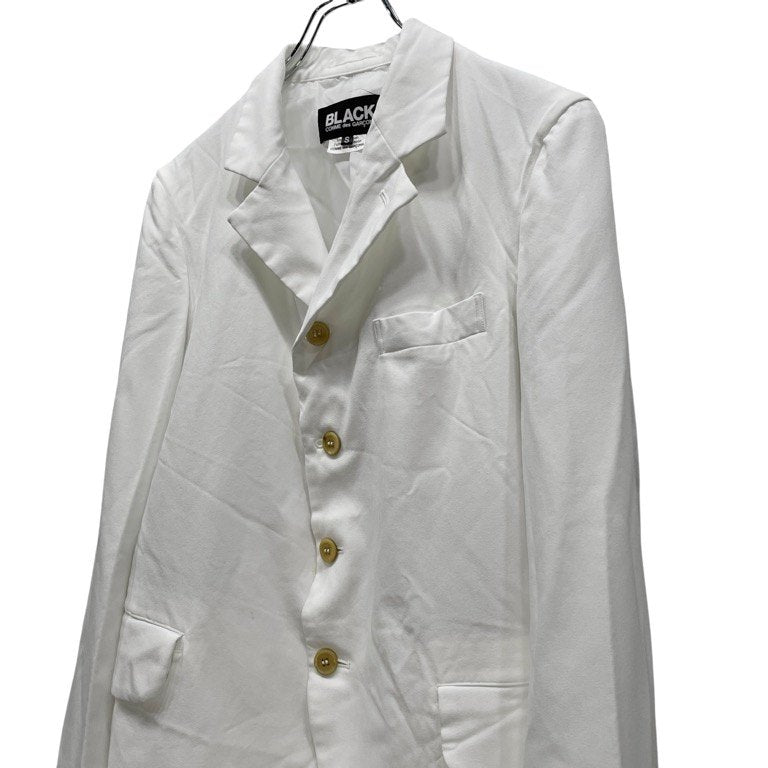 BLACK COMME des GARCONS 21SS ポリエステル皺加工ホワイトテーラードジャケット ブレザー コート アウター CdG ブラック コムデギャルソン メンズ レディース ユニセックス