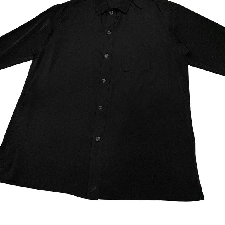 Yohji Yamamoto Pour Homme 22SS TA/TUXEDO OPEN COLLAR FRONT PLACKET BLOUSE トリアセテートポリエステルタキシードオープンカラーフロントポケットシャツ A-開襟前立て付きB 定価61,600円 ヨウジヤマモトプールオム メンズ