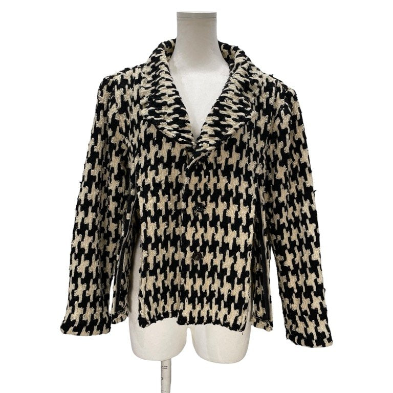 COMME des GARCONS 91AW ジップデザイン千鳥格子柄ウールツイードセットアップ ジャケット スカート スーツ Archive 90s Chic Punk シックパンク アウター ボトムス パンツ コムデギャルソン レディース