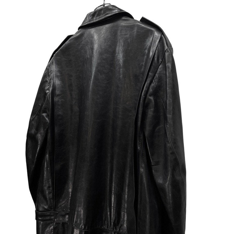 Y's カウレザーサイドベルトアジャスターロングコート Archive 80s 90s ブルゾン ジャケット アウター Yohji Yamamoto ヨウジヤマモト ワイズ レディース メンズ ユニセックス