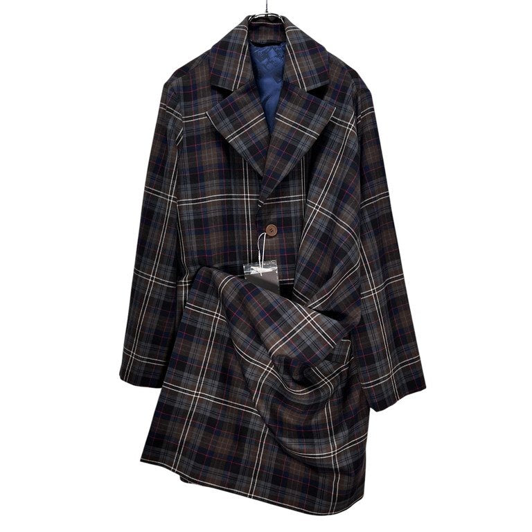 Vivienne Westwood MAN 24AW ウールタータンチェック変形ドレープロングテーラードコート ジャケット ブルゾン アウター 未使用タグ付き ヴィヴィアンウエストウッド マン メンズ