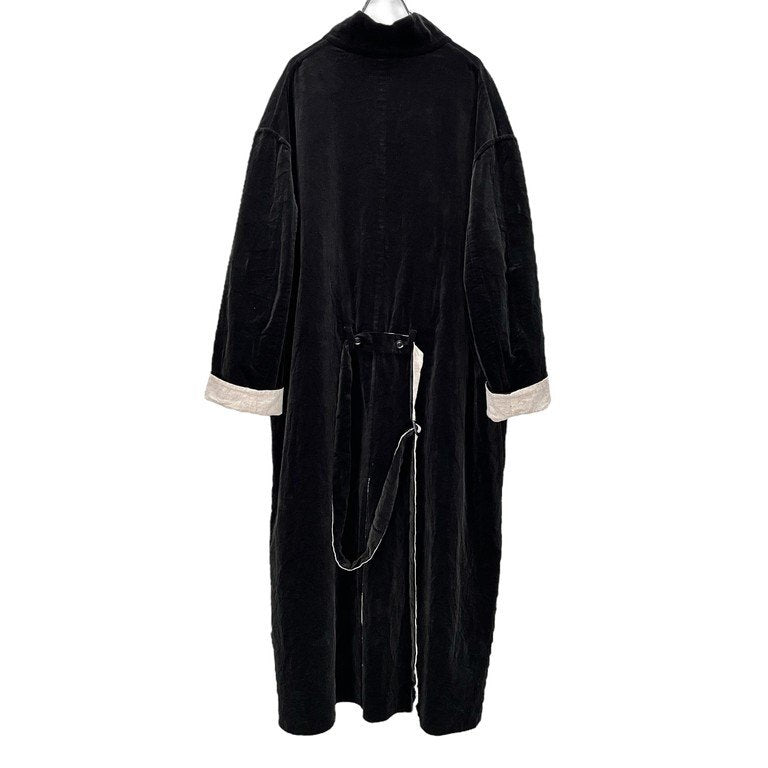 Yohji Yamamoto Pour Homme 21AW VELVETEEN X FLAX DOUBLE FACED STAND COAT 別珍リネンダブルフェイスレザーボタンスタンドカラーロングコート ベルベット ベロア リバーシブル LOOK19 定価512,600円 HX-C12-003 ヨウジヤマモト