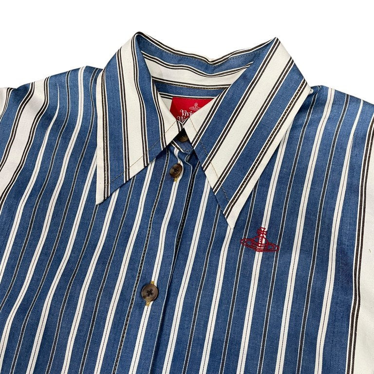 Vivienne Westwood RED LABEL 20SS 切替ストライプオーバーサイズロングシャツワンピース ブラウス コート トップス アウター オーブ刺繍 ヴィヴィアンウエストウッド レッドレーベル レディース