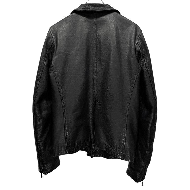 Nicolo' Ceschi Berrini カウレザーフックボタンスタンドカラージャケット ライダース ブルゾン コート アウター 現Poeme Bohemien ニコロチェスキベリーニ ポエムボヘミアン メンズ