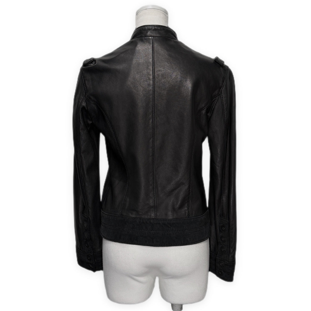EMPORIO ARMANI 07AW ラムレザースタンドカラースエード切り替えシングルライダースジャケット アウター Archive アルマーニ レディース