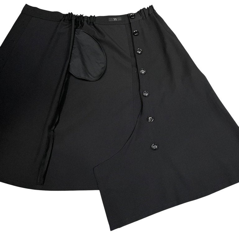 Y's 23AW ウールギャバジン多釦ウエストゴムアシンメトリードレープスカート イージー パンツ ボトムス Yohji Yamamoto Femme ヨウジヤマモトファム ワイズ レディース