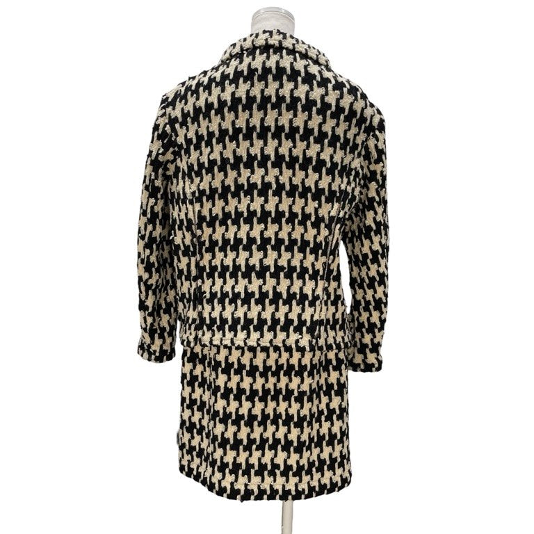 COMME des GARCONS 91AW ジップデザイン千鳥格子柄ウールツイードセットアップ ジャケット スカート スーツ Archive 90s Chic Punk シックパンク アウター ボトムス パンツ コムデギャルソン レディース