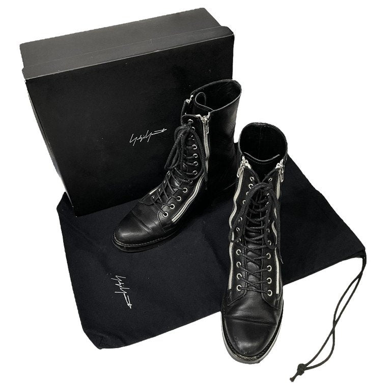 Yohji Yamamoto Femme 15AW フロントダブルジップレザーレースアップブーツ Archive LOOK36 ランウェイ着用モデル シューズ 靴 クツ ヨウジヤマモトファム レディース