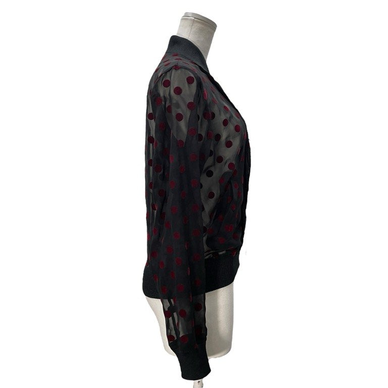 robe de chambre COMME des GARCONS シースルーフロッキードットカットスラッシュジップアップブルゾン ジャケット Archive アウター 現コムコム コムデギャルソン レディース