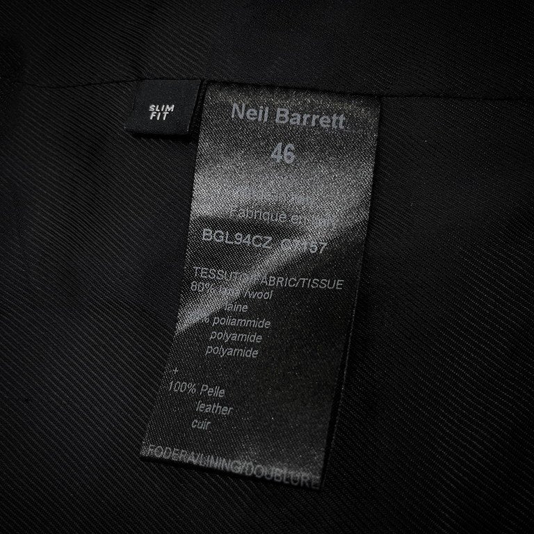 Neil Barrett フロントレザーベルクロオープンノーカラーベスト ノースリーブ ジャケット ジレ コート ブルゾン アウター SLIM FIT ニールバレット メンズ