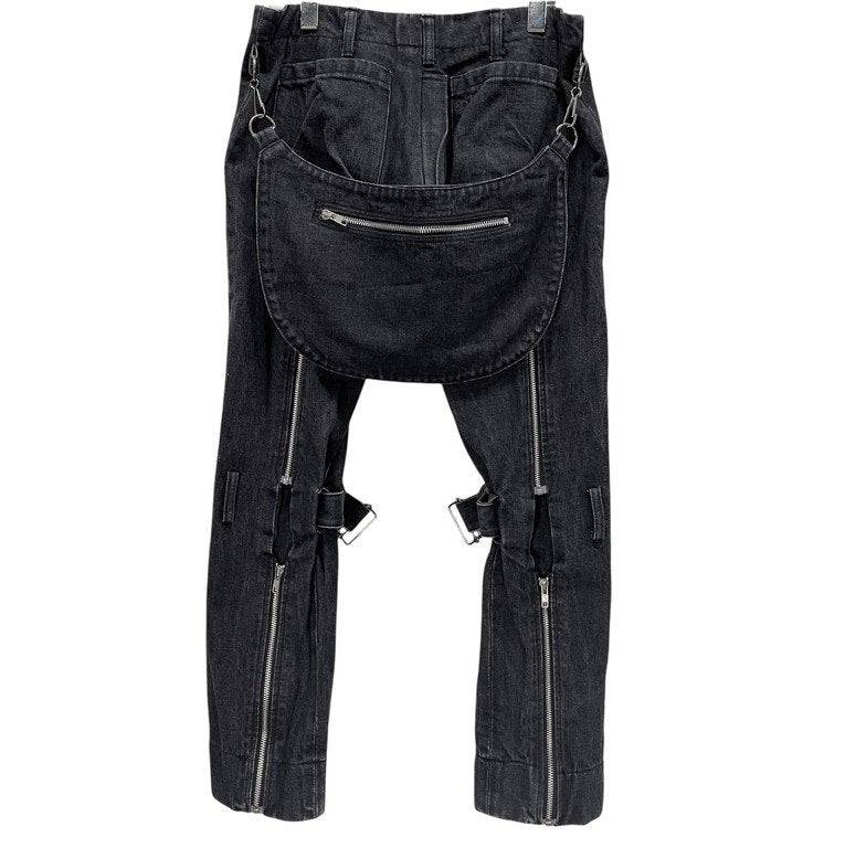 Vivienne Westwood MAN ブラックデニムバムフラップボンテージパンツ Archive ボトムス ジップ ヴィヴィアンウエストウッド マン メンズ