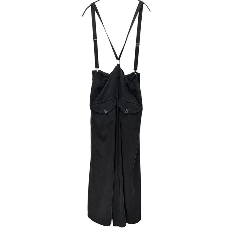 LIMI feu 18AW テンセルギャバジンハイウエストサスペンダーワイドパンツ サロペット オールインワン オーバーオール Yohji Yamamoto リミフゥ ヨウジヤマモト レディース