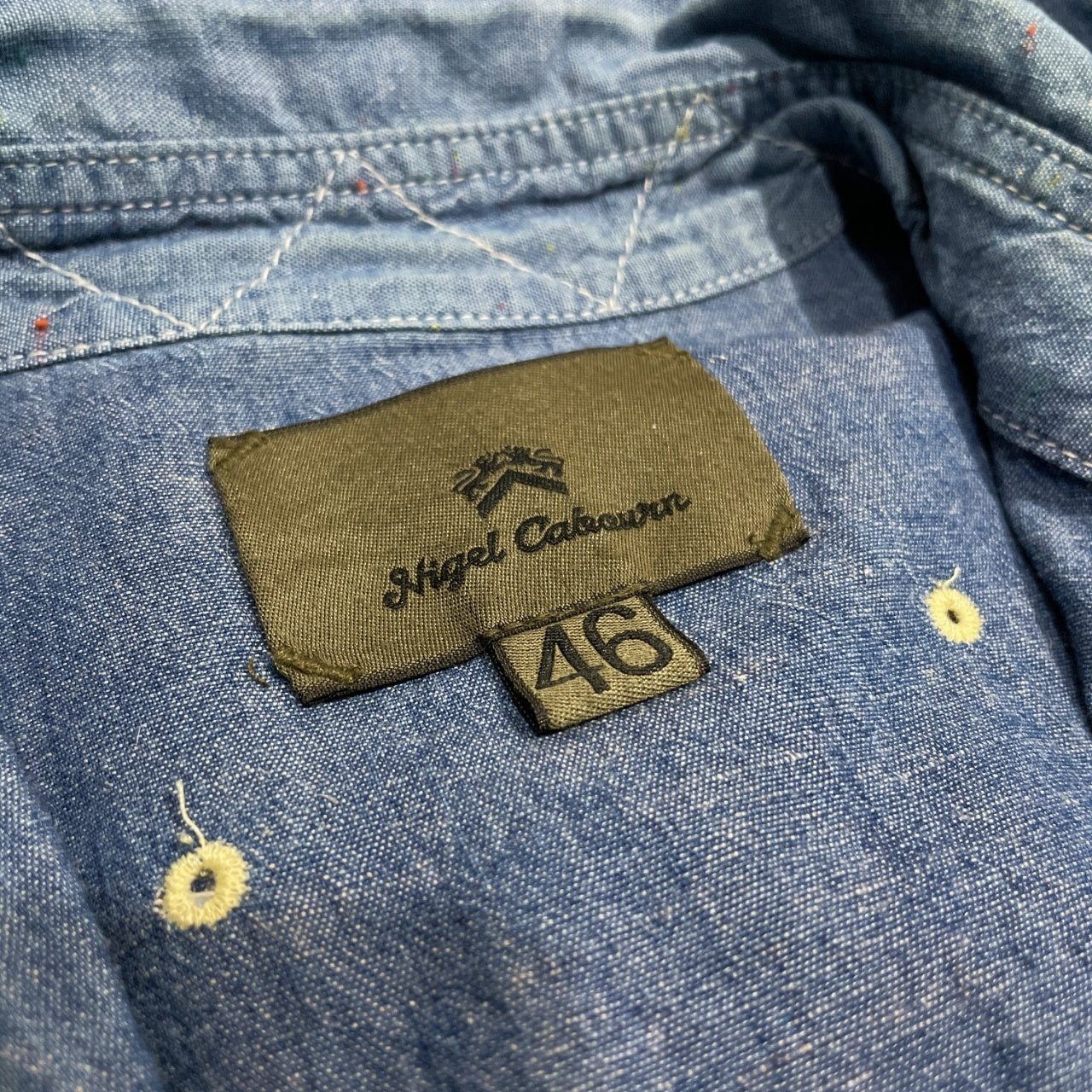 Nigel Cabourn コットンリネンシャンブレーダブルポケット空環シャツ ブラウス トップス ナイジェルケーボン メンズ