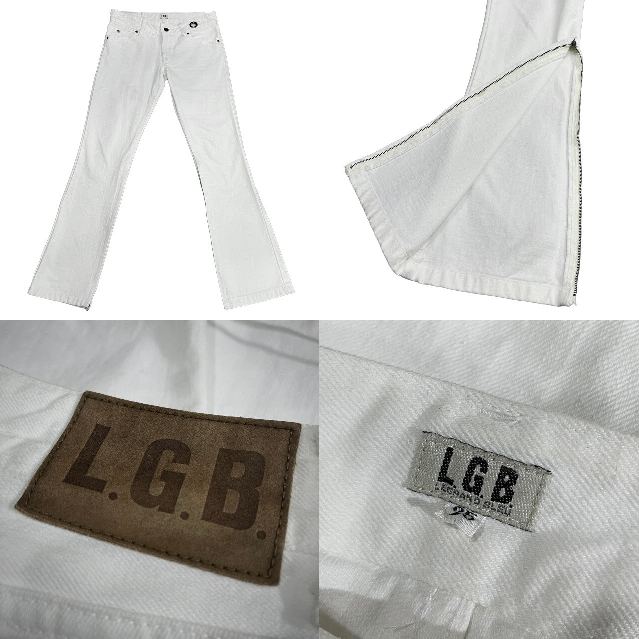 L.G.B. ホワイトデニム裾ジップフレアパンツ ボトムス Archive ルグランブルー レディース メンズ ユニセックス