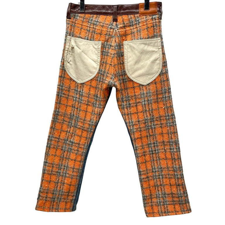 JUNYA WATANABE COMME des GARCONS 13AW バックツイードレザートリム5ポケットデニムパンツ Archive 切替 ボトムス ジュンヤワタナベ コムデギャルソン レディース