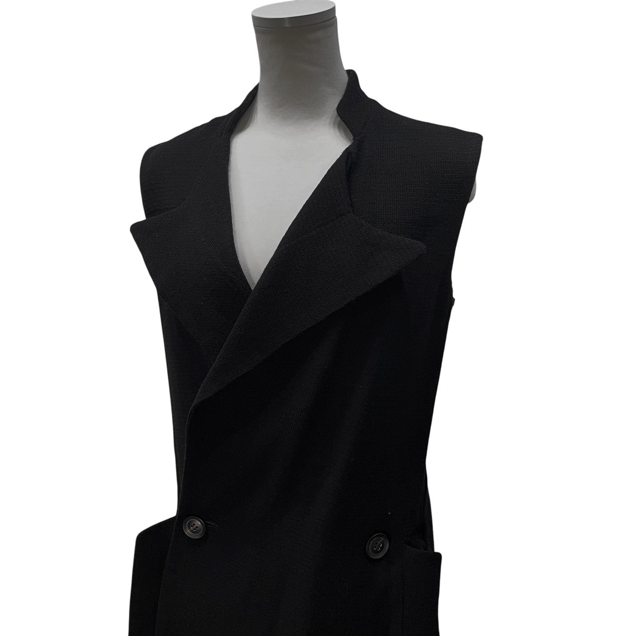 Y's サイドディープスリットノースリーブウールロングジャケット ベスト コート アウター Archive 90s Yohji Yamamoto Femme ヨウジヤマモトファム ワイズ レディース