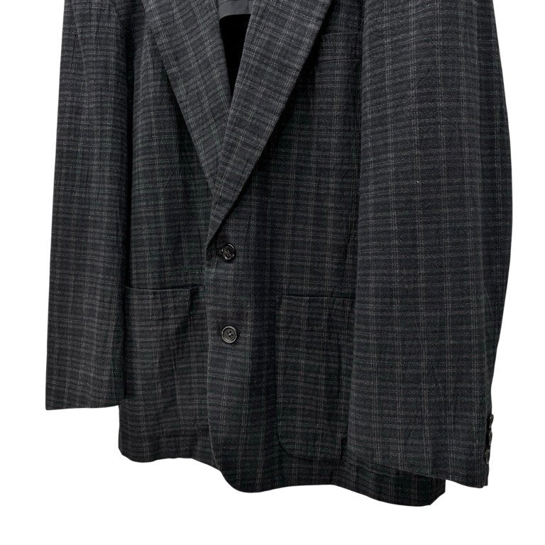 COMME des GARCONS HOMME 皺加工コットン2Bチェックテーラードジャケット Archive 80s 90s シワ CdG ブレザー アウター コムデギャルソンオム メンズ