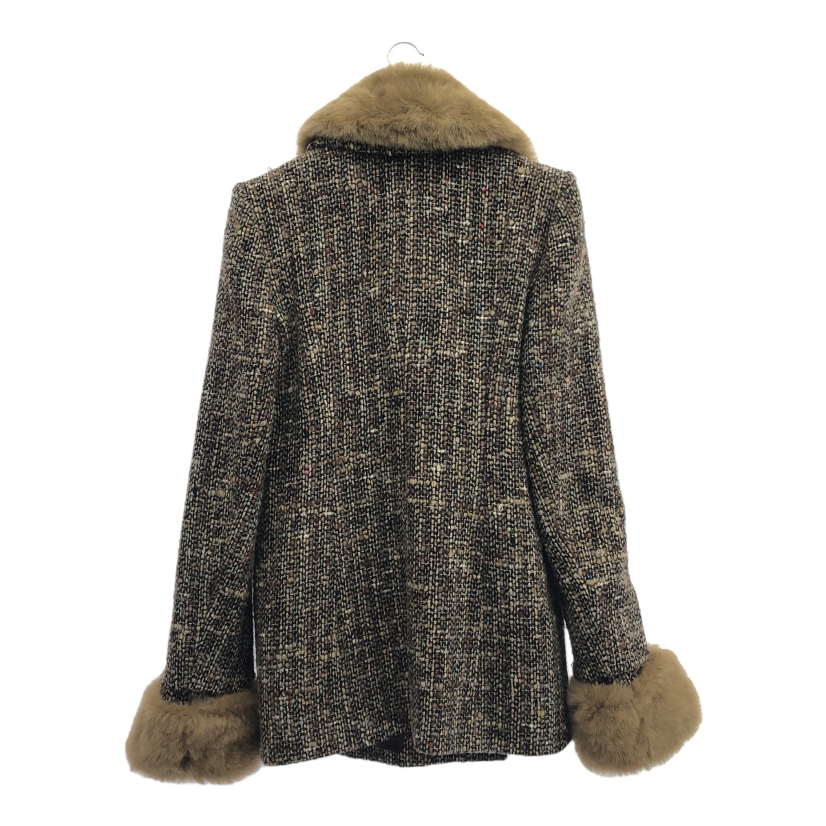CELINE CELINE ファーカラーツイードコート