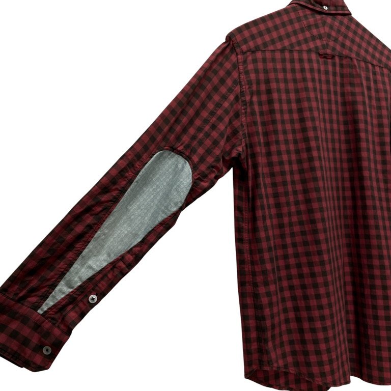 visvim ALBACORE SHIRT L/S IT RED CHECK ギンガムチェックエルボーパッチボタンダウンアルバコアシャツ ブラウス トップス ビズビム ヴィズヴィム メンズ