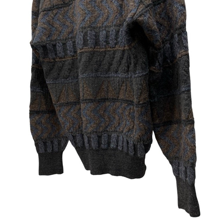 ISSEY MIYAKE ウール総柄Vネックニットセーター Archive 80s 筆タグ トップス イッセイミヤケ レディース メンズ ユニセックス