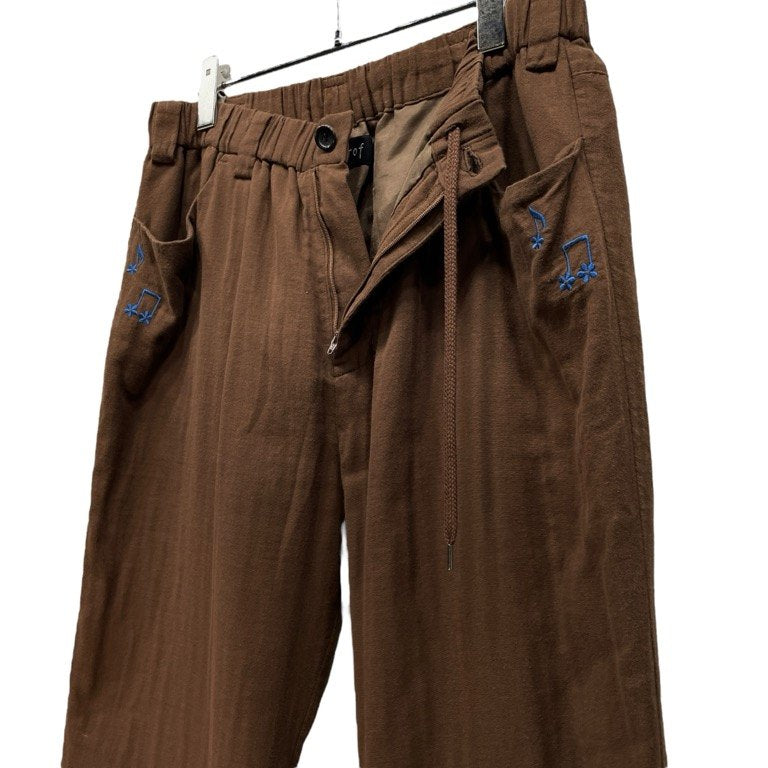 LAMROF コットンガーゼ音符刺繍ウエストゴムシャーリングイージーパンツ ボトムス ラムロフ メンズ