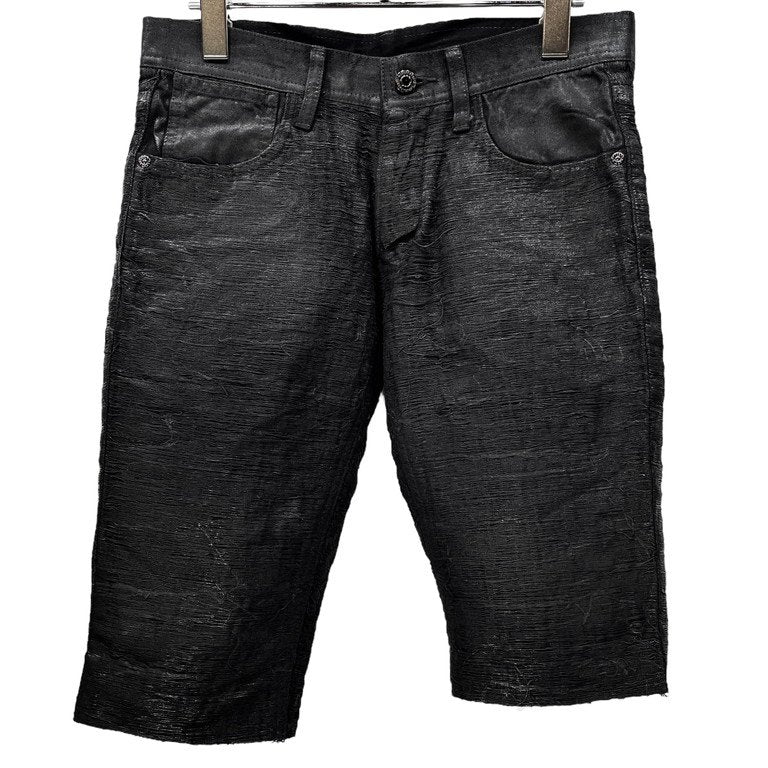 BLACK BARRETT by Neil Barrett アクリル樹脂コーティングブラックデニムカットオフハーフパンツ ショーツ ショート Archive ボトムス ブラックバレット ニールバレット メンズ
