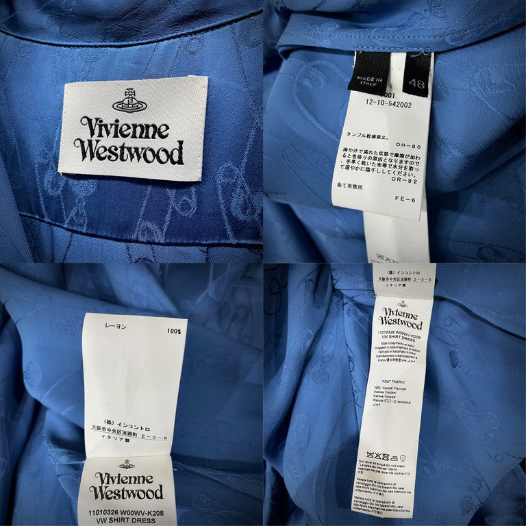Vivienne Westwood 24AW VW SHIRT DRESS 安全ピンストライプレーヨンスーパーロングシャツワンピース コート 刺繍 トップス ブラウス アウター Archive IMPORT コレクションライン ヴィヴィアンウエストウッド メンズ レディース