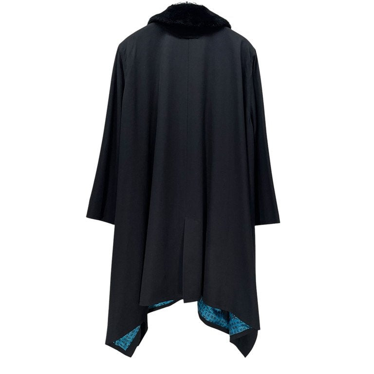 Jean Paul GAULTIER FEMME 91AW ウールギャバジン漢字ライニング襟ボアドレープコート マントジャケット ブルゾン アウター Archive 90s JPG ジャンポールゴルチエ レディース メンズ ユニセックス