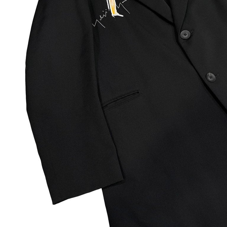 Yohji Yamamoto Pour Homme REPLICA 02SS ウールギャバジン女優刺繍ピークドラペル2Bロングテーラードジャケット LOOK4 20AW Archive 名作 希少 ロゴ ヨウジヤマモトプールオム メンズ