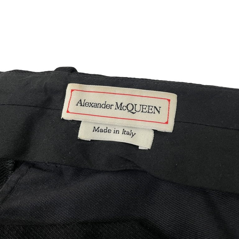 Alexander McQueen 19AW ラムレザーサイドテープスタッズウールスラックス トラウザーズ パンツ 側章 ライン ストライプ ボトムス アレキサンダーマックイーン メンズ