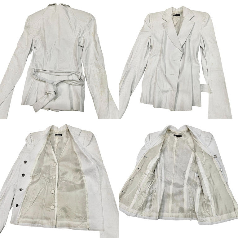 Olivier Theyskens キュプラベストレイヤードレザーテーラードジャケット Archive 90s 00s ブルゾン コート アウター オリヴィエティスケンス レディース