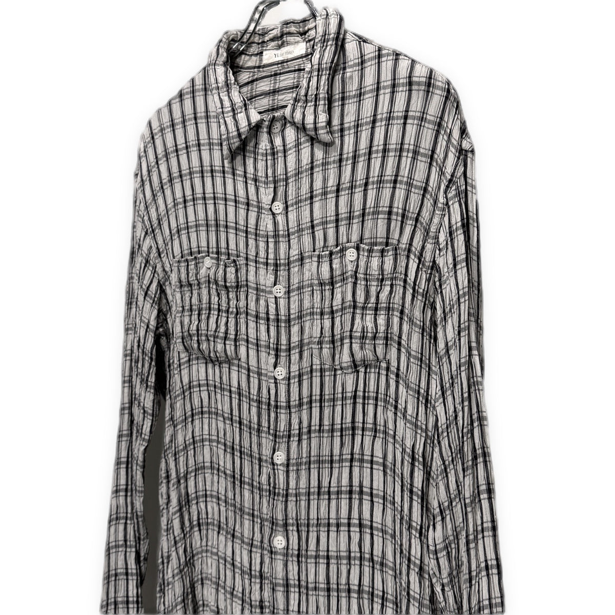Y's for men レーヨンプリーツダブルポケットチェックシャツ ブラウス トップス Archive 90s Yohji Yamamoto Pour Homme ワイズフォーメン ヨウジヤマモトプールオム メンズ