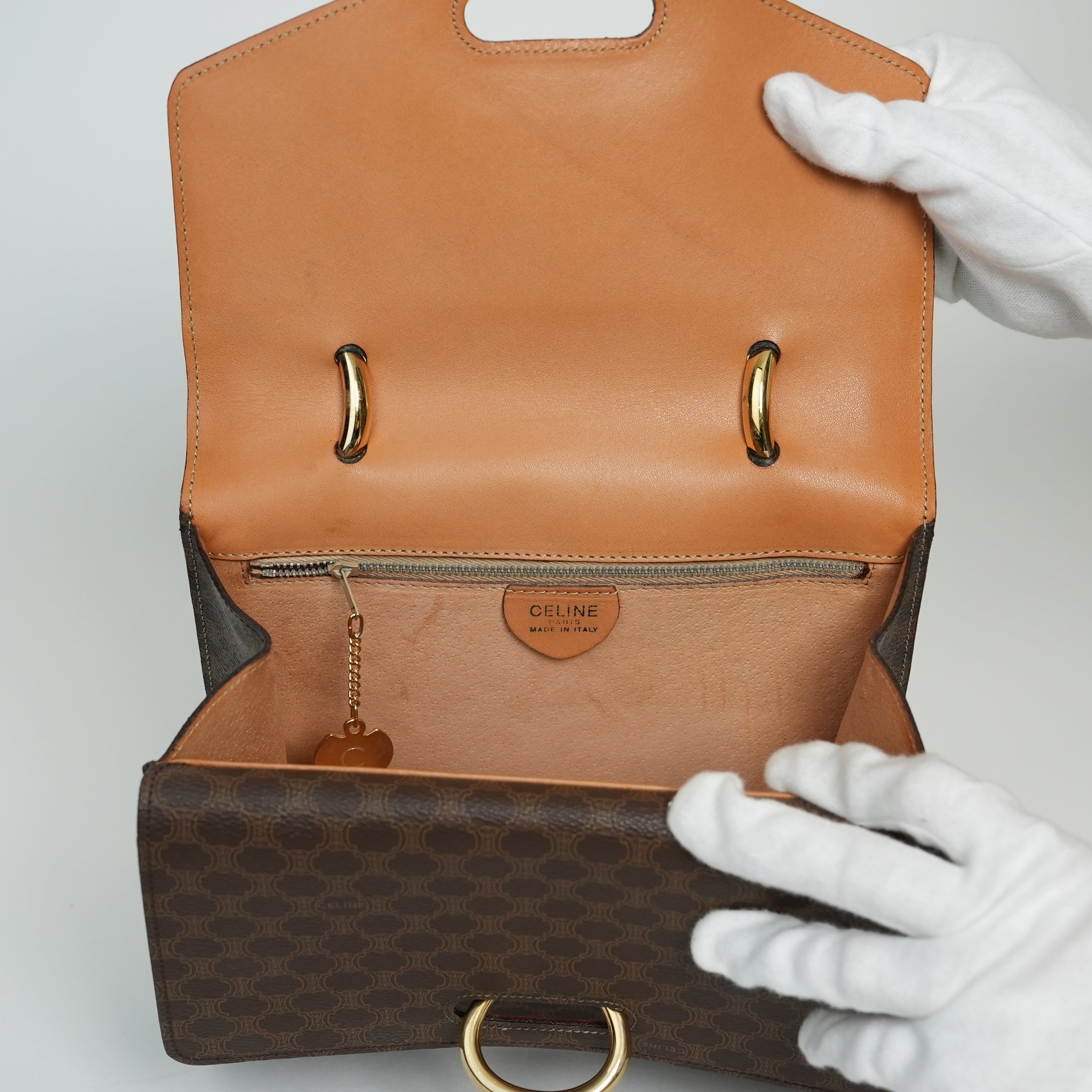 CELINE ダブルフラップ ハンドバッグ マカダム