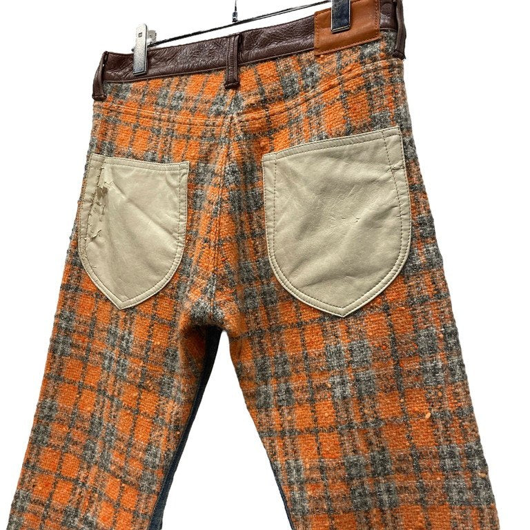 JUNYA WATANABE COMME des GARCONS 13AW バックツイードレザートリム5ポケットデニムパンツ Archive 切替 ボトムス ジュンヤワタナベ コムデギャルソン レディース