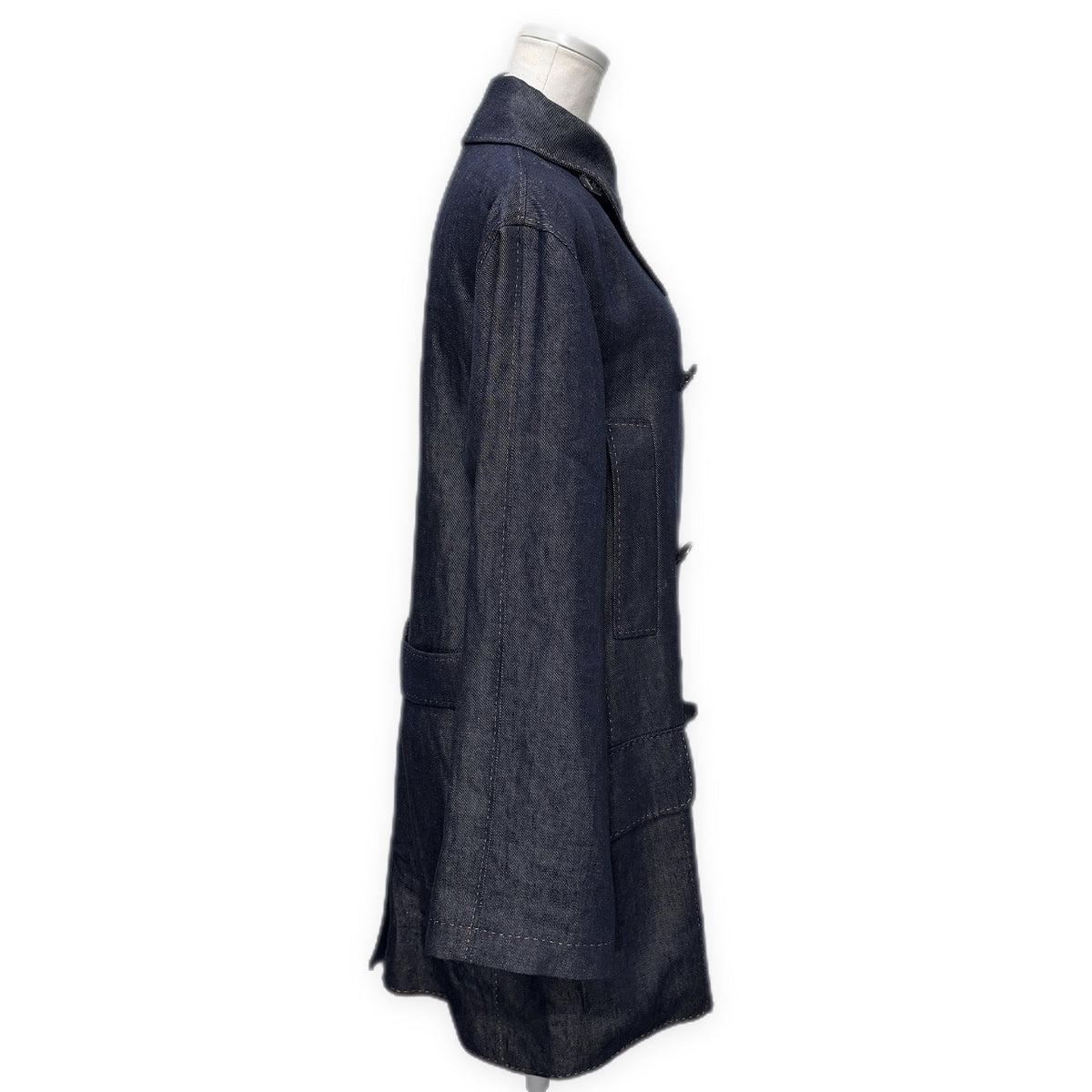 HERMES Hermes Linen Denim Pea Coat 40