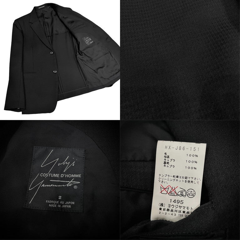 Yohji Yamamoto COSTUME D'HOMME 13SS シャドウハウンドトゥースセットアップスーツ ノッチドラペル2Bテーラードジャケット パンツ